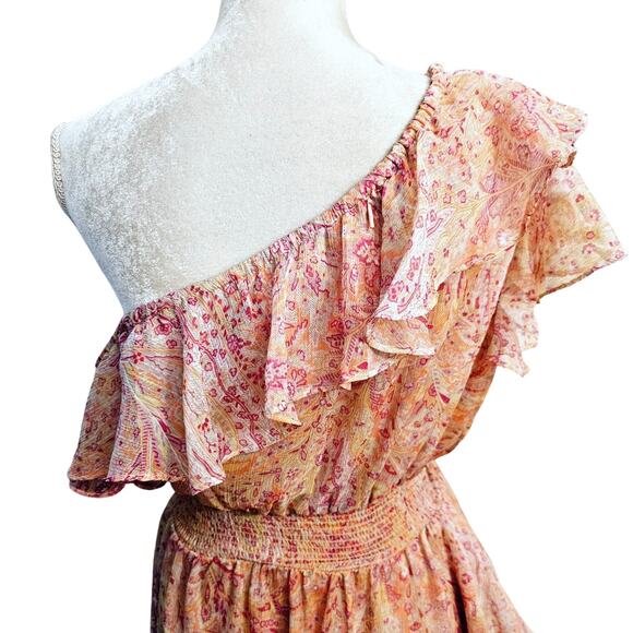 NWOT MISA Los Angeles Gisele Asymmetric Pink Off Shoulder Floral Dress $515 M - Picture 5 of 9